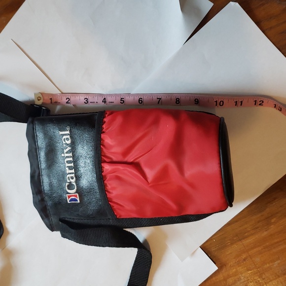 Carnival Cruise Leather Red Black Beverage Cooler Drawstring Shoulder Strap - Picture 7 of 9